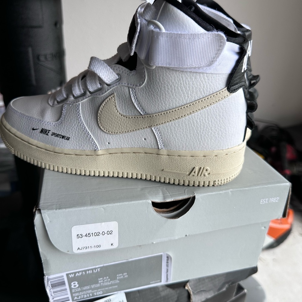 Nike White and Tan High Tops